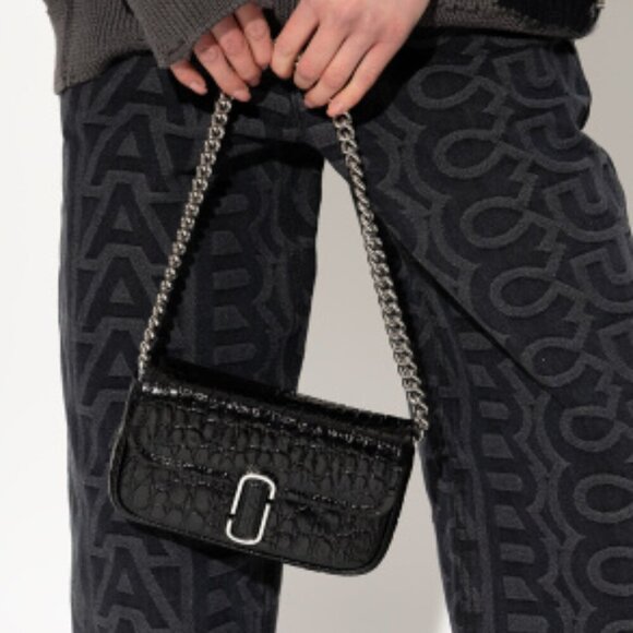 NWT! New Marc Jacobs J Marc Mini Shoulder Bag - Croc-embossed Leather Black 3way - Picture 3 of 14